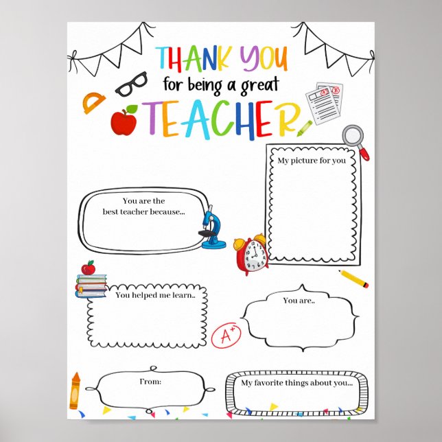 Poster Editable tout sur mon modèle enseignant (Devant)
