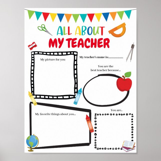 Poster Editable Tout sur mon modèle enseignant (Devant)