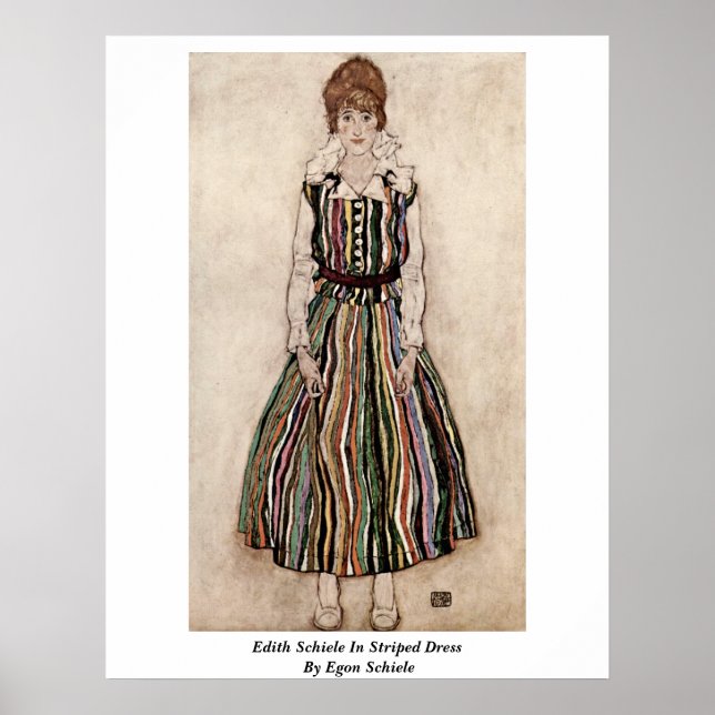 Poster Edith Schiele En Robe Grattée Par Egon Schiele (Devant)