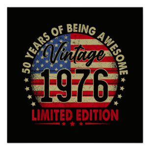 Poster Édition limitée 50e anniversaire 1976 Vintage