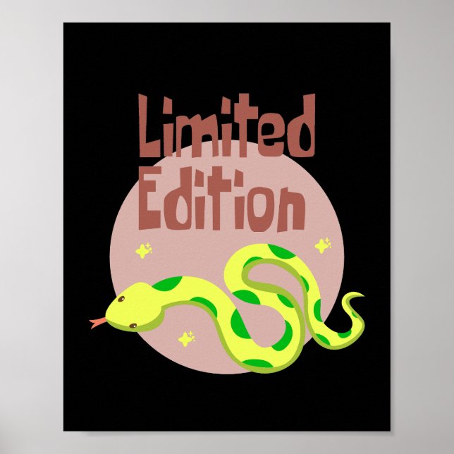 Poster Édition limitée Kawaii serpent jaune et vert (Devant)