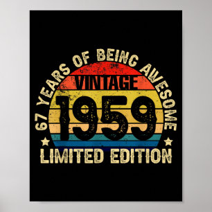 Poster Édition limitée Vintage 1959 67 ans d'émerveilleme