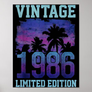 Poster Édition limitée Vintage 1986 40e anniversaire 40 a