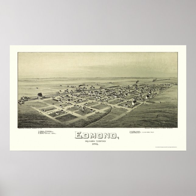 Poster Edmond, OK Carte panoramique - 1891 (Devant)