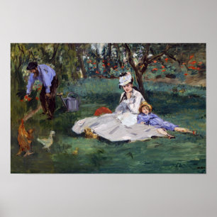 Poster Edouard Manet - La famille Monet dans son jardin