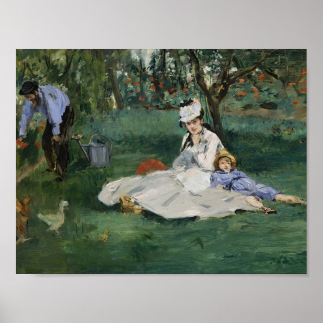 Poster Edouard Manet - La Famille Monet dans son jardin (Devant)