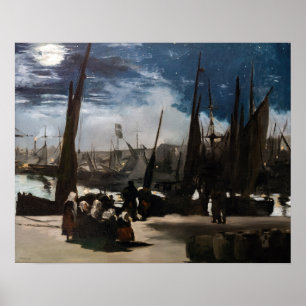 Poster Edouard Manet - Le Port de Boulogne au clair de lu