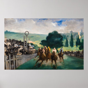 Poster Edouard Manet - Les courses à Longchamp