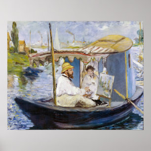 Poster Edouard Manet - Monet dans son bateau atelier