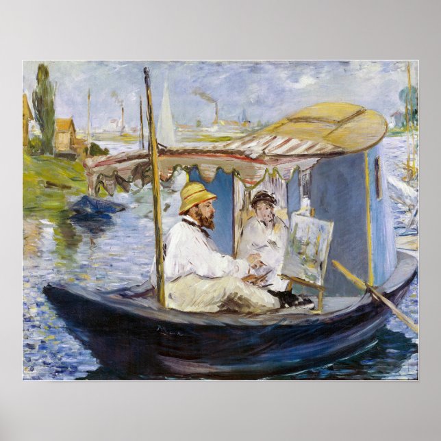 Poster Edouard Manet - Monet dans son Studio Boat (Devant)