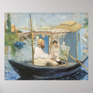Poster Edouard Manet - Monet Peinture sur son Studio Boat