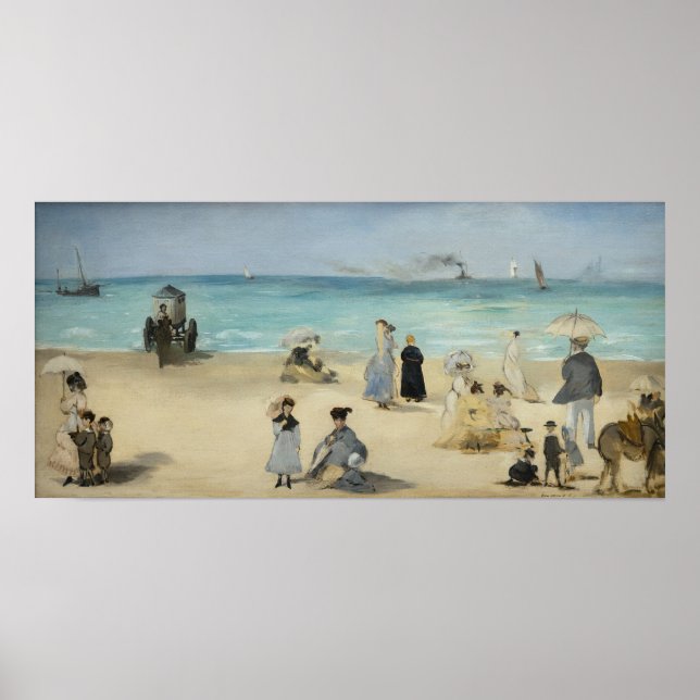 Poster Edouard Manet - Sur la plage, Boulogne-sur-Mer (Devant)