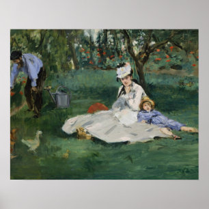 Poster Edouard Manet - The Monet Family in Their Garden