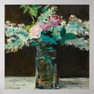 Poster Edouard Manet Vase de Lilacs blancs et Roses