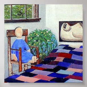 Poster Édredon de patchwork amish de n de poupée