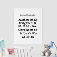 Poster éducatif en alphabet noir et blanc