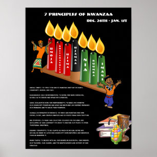 Poster éducatif KWANZAA 7 Principes, Symboles