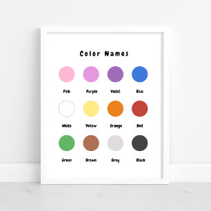 Poster Éducation de la nurserie de bébé de couleur pastel