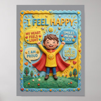Poster Éducation pleine conscience Joie Enfant Heureux Ar