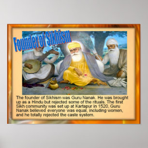 Poster Éducation, religion, fondateur de Sikhisme, Guru
