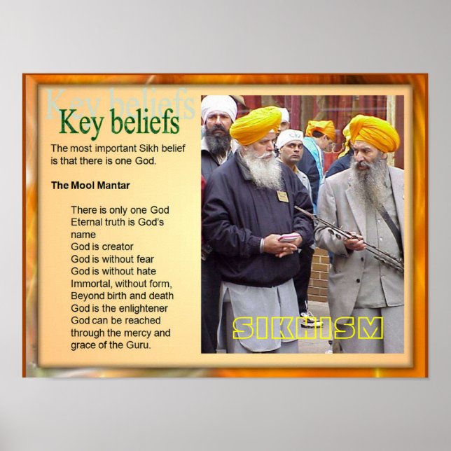 Poster Éducation, Religion, Sikhisme Croyances-Clés (Devant)