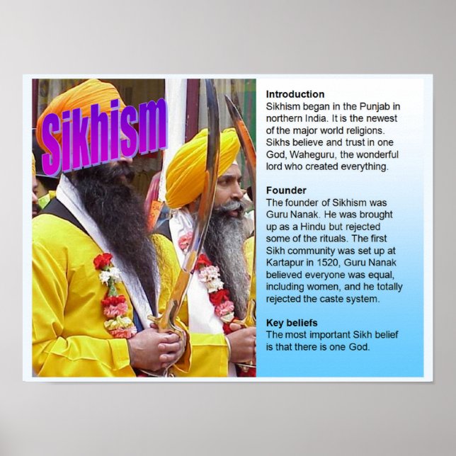 Poster Education, Religions Mondiales, Fichier de faits s (Devant)