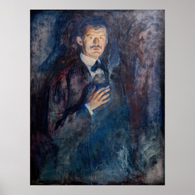 Poster Edvard Munch - Autoportrait avec cigarette (Devant)