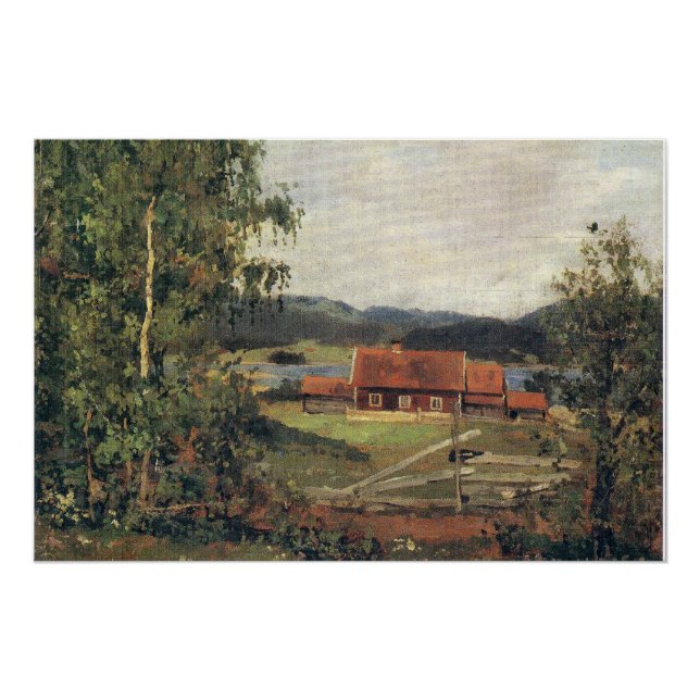 Poster Edvard Munch - Paysage. Maridalen par Oslo. (Devant)