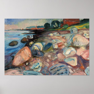 Poster Edvard Munch - Rive avec Maison Rouge