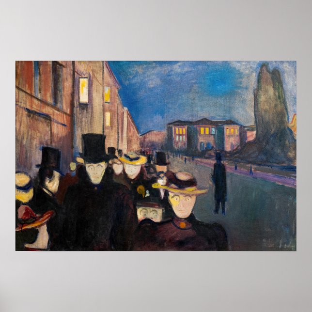 Poster Edvard Munch - Soirée sur Karl Johan Street (Devant)