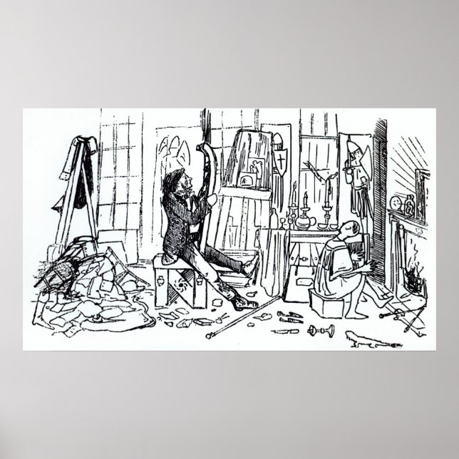 Poster Edward Burne-Jones à l'oeuvre dans son studio (Devant)