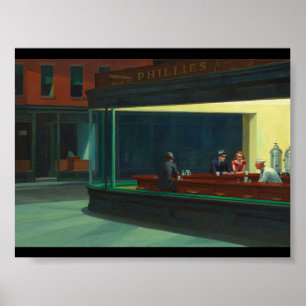 Poster Edward Hopper - Nighthawks