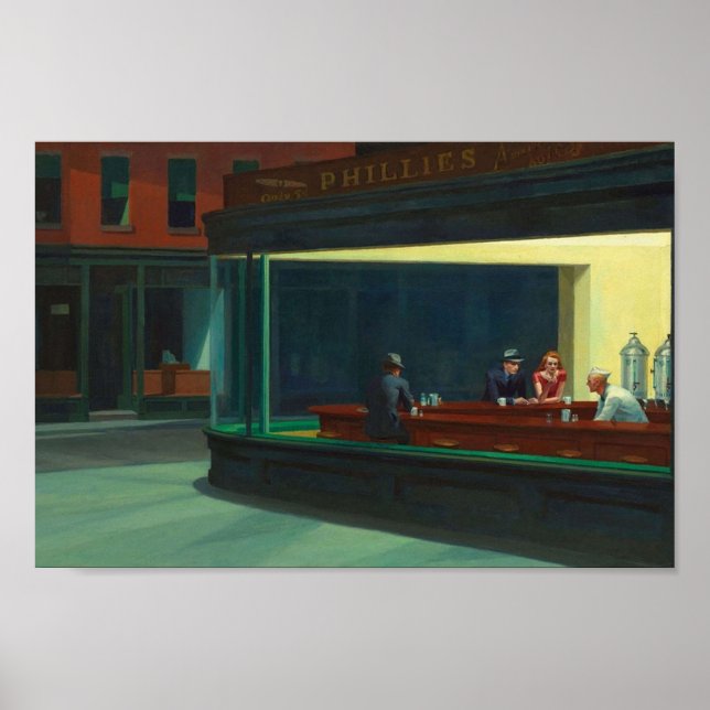 Poster Edward Hopper Nighthawks 1942, ARTISTE AMÉRICAIN (Devant)