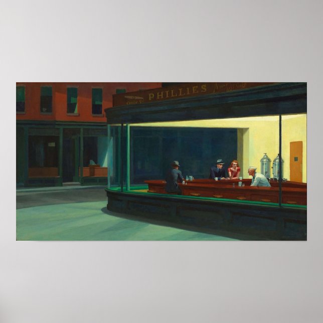 Poster Edward Hopper Nighthawks 1942, ARTISTE AMÉRICAIN (Devant)