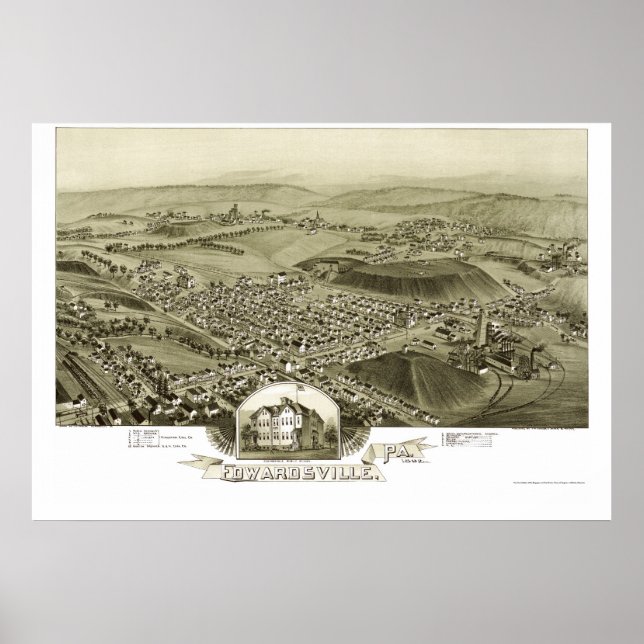 Poster Edwardsville, PA Carte panoramique - 1892 (Devant)