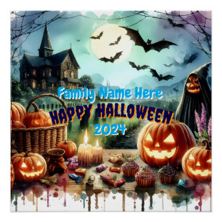 Poster Eerie Halloween Night Watercolor