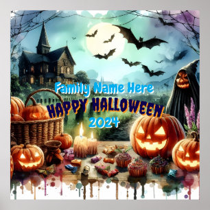 Poster Eerie Halloween Night Watercolor