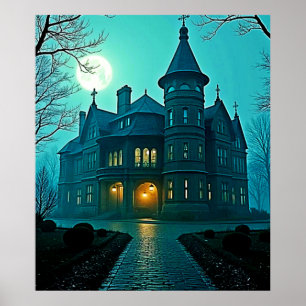 Poster Eerie Victorian Mansion Lune