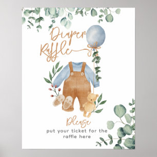 Poster Eeucalyptus vert attendre Baby shower Devoir