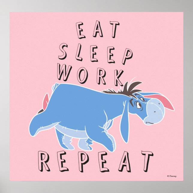 Poster Eeyore | Répéter le travail du sommeil (Devant)
