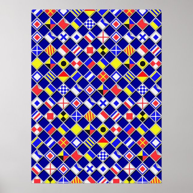 Poster Effet 3D À damiers Nautique Drapeaux Motif (Devant)