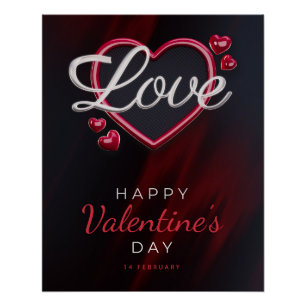 Poster Effet 3d Heureuse Sainte-Valentin Texte-23120