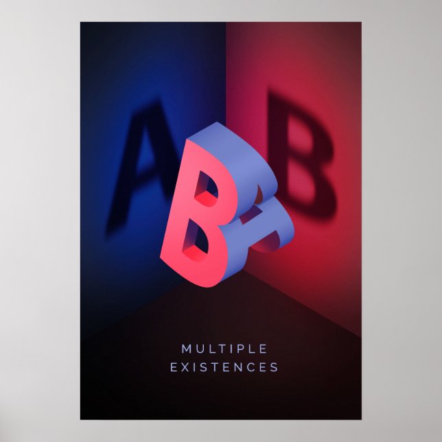 Poster Effet d'illusion A et B 3D (Devant)
