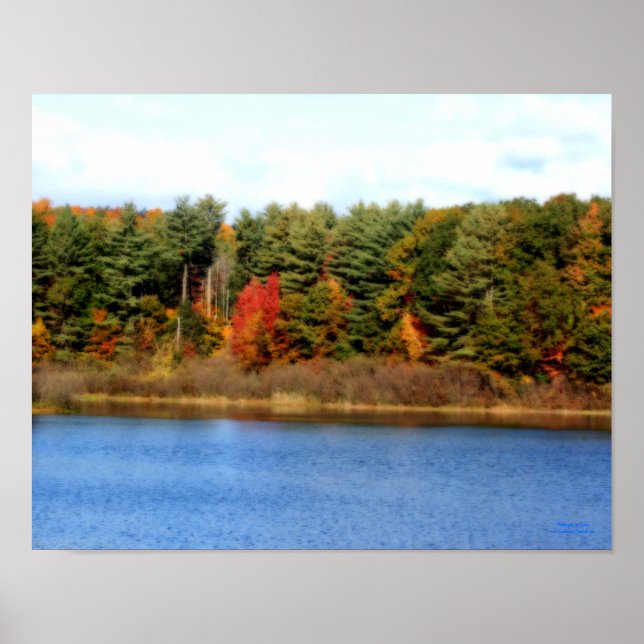 Poster Effet Orton d'étang de feuillage d'automne (Devant)