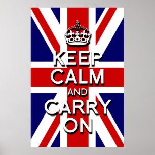 Poster effet relief 3D keep calm sur le drapeau du Royaum