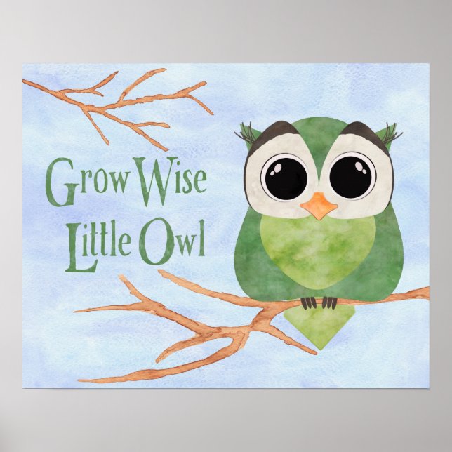 Poster Effets d'aquarelle de la petite chouette de croiss (Devant)