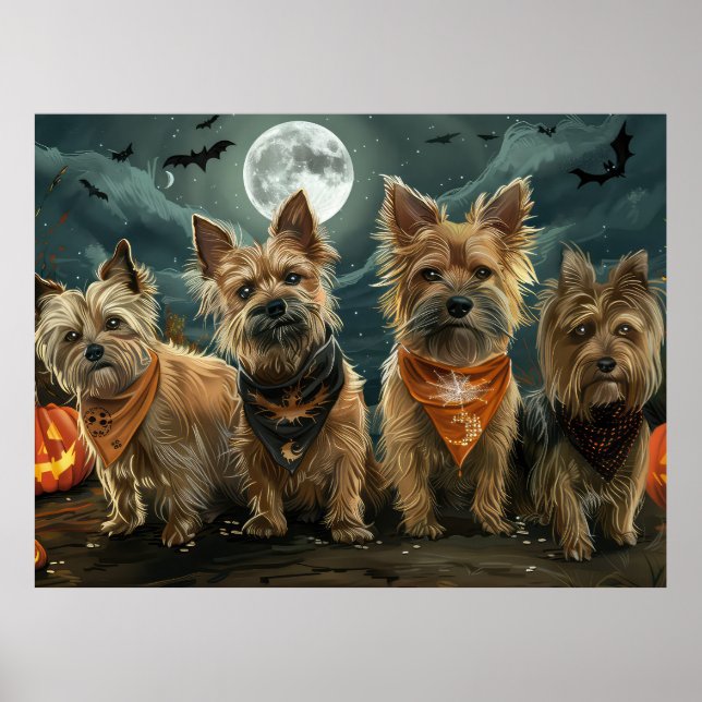Poster Éffrayant australien Terrier Halloween (Devant)