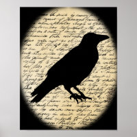 Poster éffrayant Crow sur texte vieilli