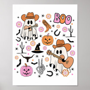 Poster Éffrayant Ghost Cowboy Cute Halloween Boo Western 