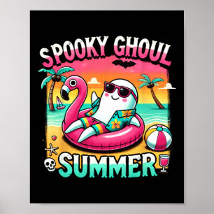 Poster Éffrayant Ghoul été mignon Fantôme Flamant rose ét